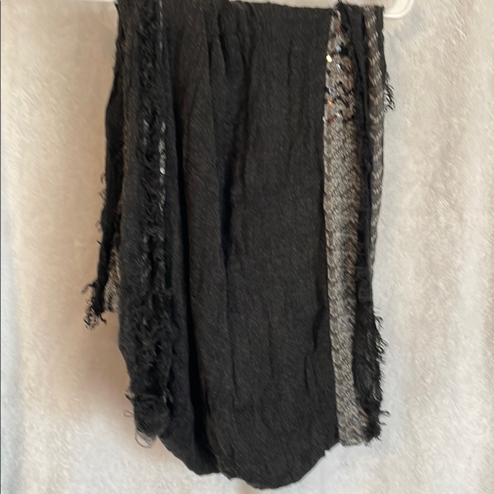 Black and Gray Textured with Sequins Shawl by Express